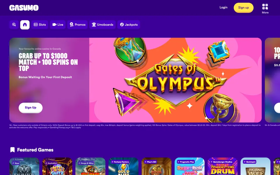 Lobby screenshot Casumo