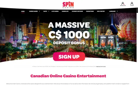 Lobby screenshot Spin Casino
